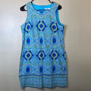London Times Aqua and Lime patterned Dress